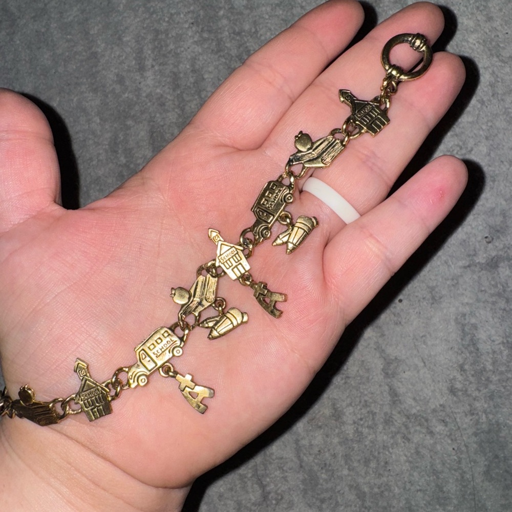 Vintage Gold School Charm Bracelet